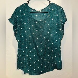 Maurices Green Polka Dot Business Blouse